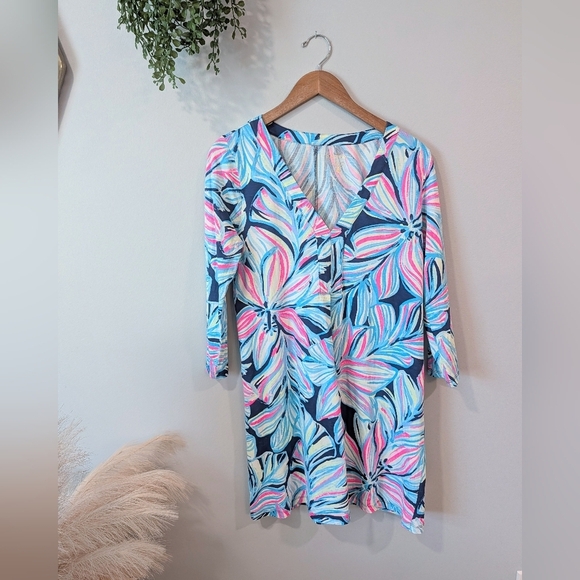 Lilly Pulitzer Dresses & Skirts - Lilly Pulitzer Vibrant Blue and Pink Long Sleeve Dress Sz. M